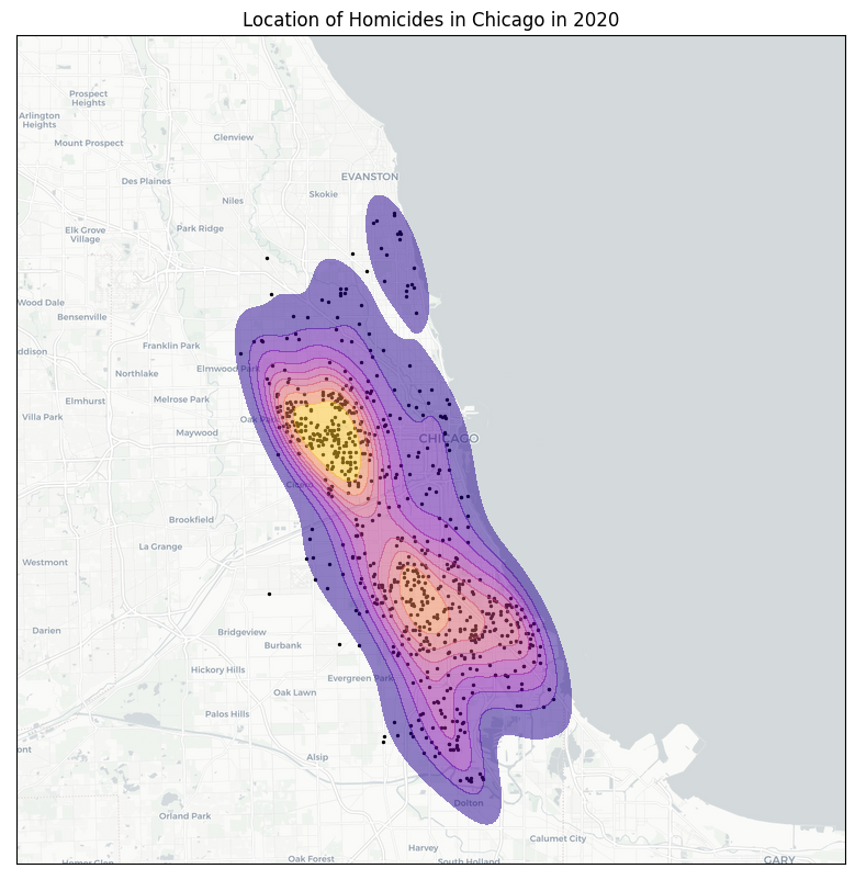 Location of Homicides in Chicago in 2020