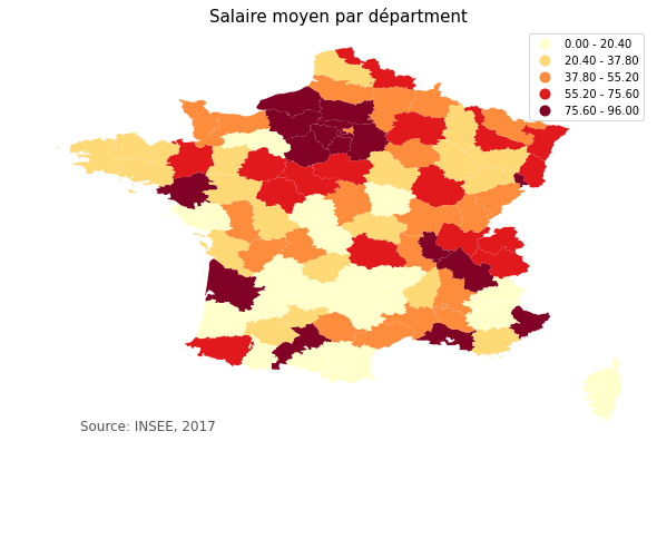Salaire moyen en France en 2017